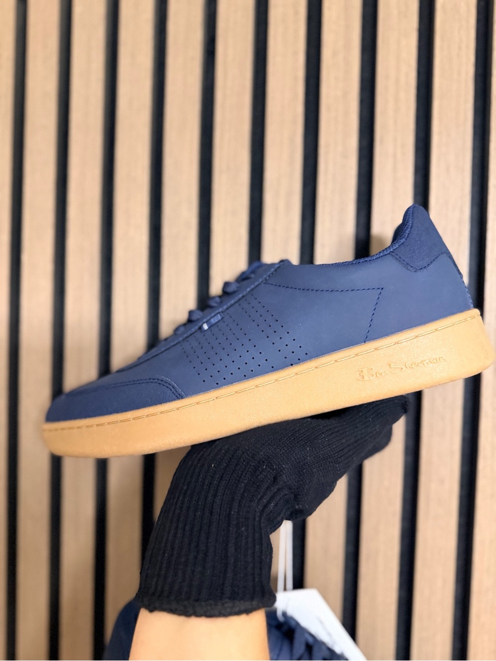 Ben Sherman Navy Leather Sneaker with Gum Sole